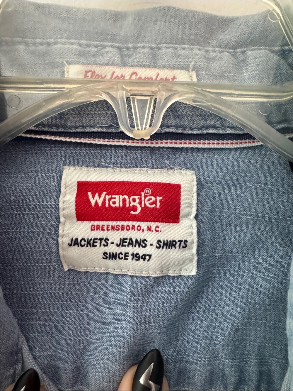 Wrangler Light Blue Denim Western Shirt with Cream Fringe-Small - Picture 3 of 5